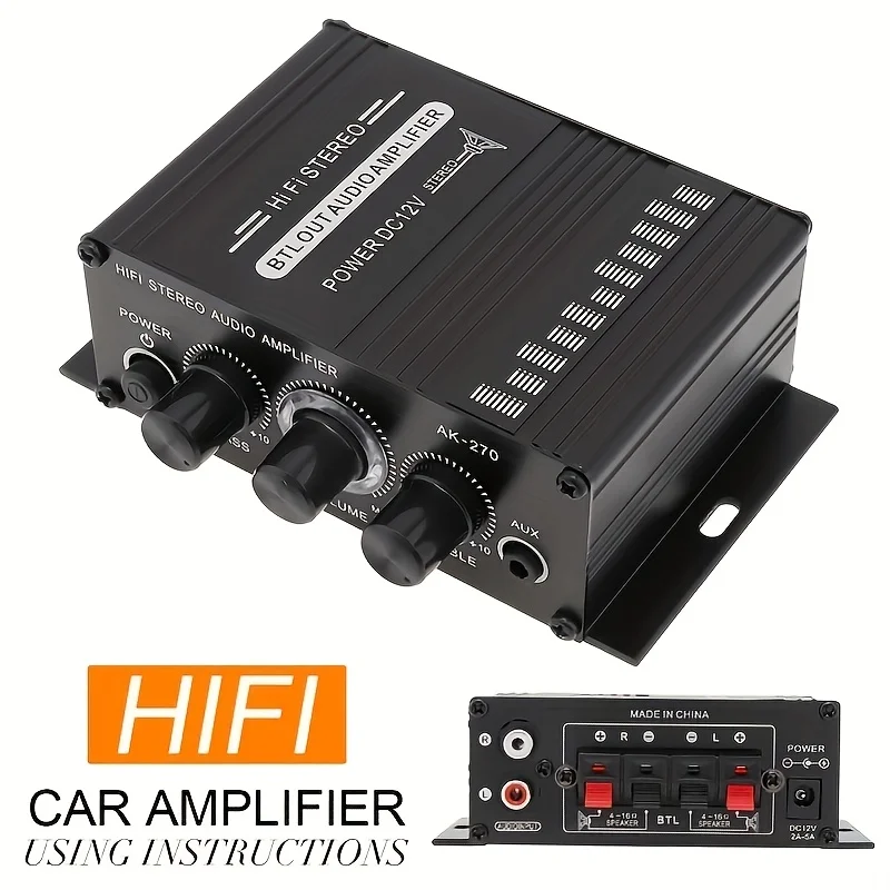 Audio Home Cinema - AK-270 400W Mini Wzmacniacz Mocy 12V/24V